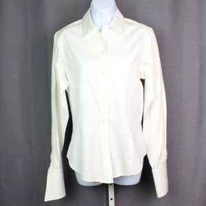 Faconnable ivory button up long sleeve french cuff
